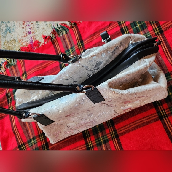 BS TRADING Western Silver Acid Washed Cowhide Custom Texas Weekender Satchel 24" - Picture 7 of 16